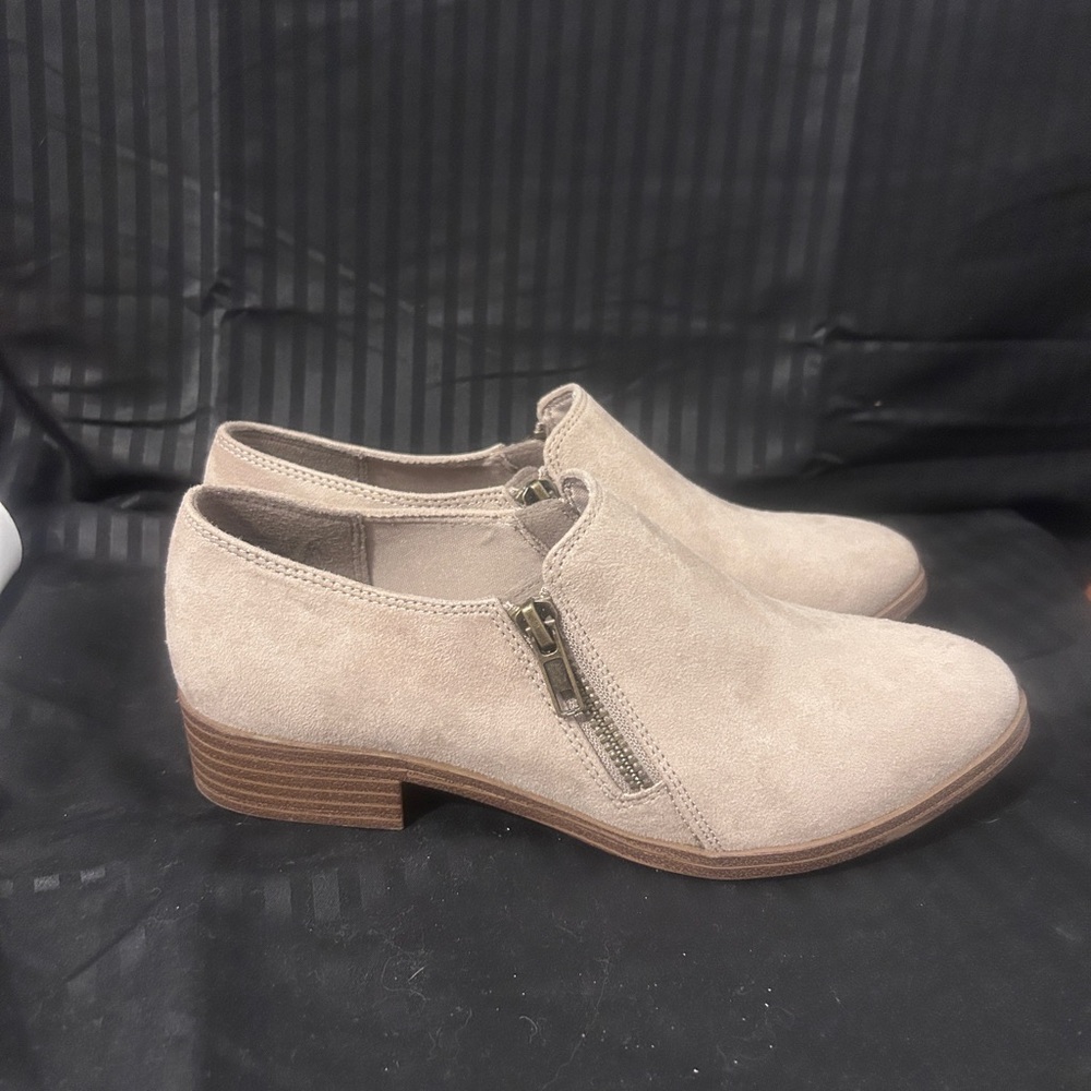 American Eagle By Payless Taupe Suede Side-Zip Flats